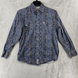 Rafter C Western Mens Medium Black Paisley Pearl Snap Long Sleeve Rodeo